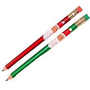 Vintage Husky Empire Red & Green Pencils Hand Carved Santas Artist Dave Cochran